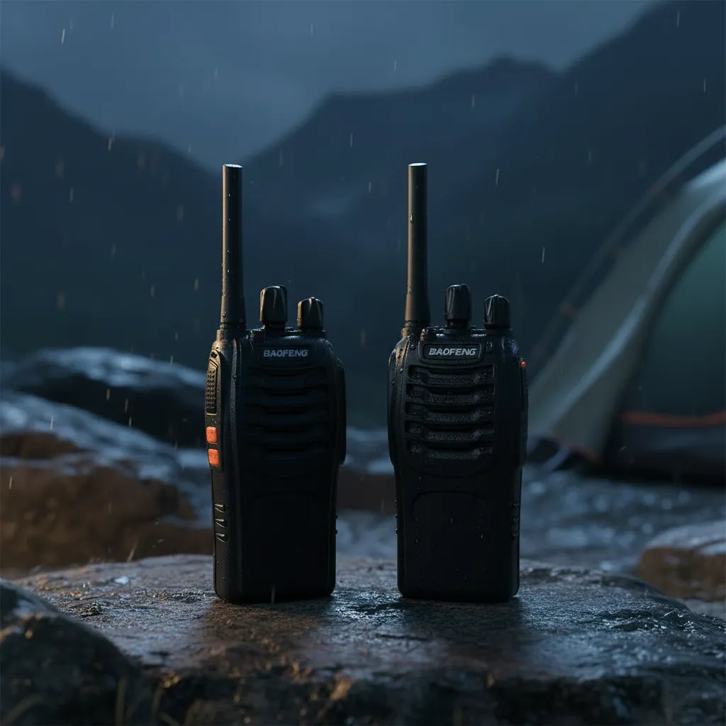 Pair of Baofeng BF-888S Walkie-Talkies with Headphones - Range 3 to 10 km