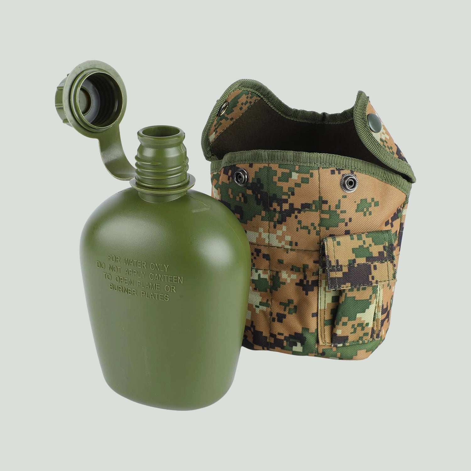 Cantil Militar de 1L com Caneca de Alumínio e Bolsa Térmica