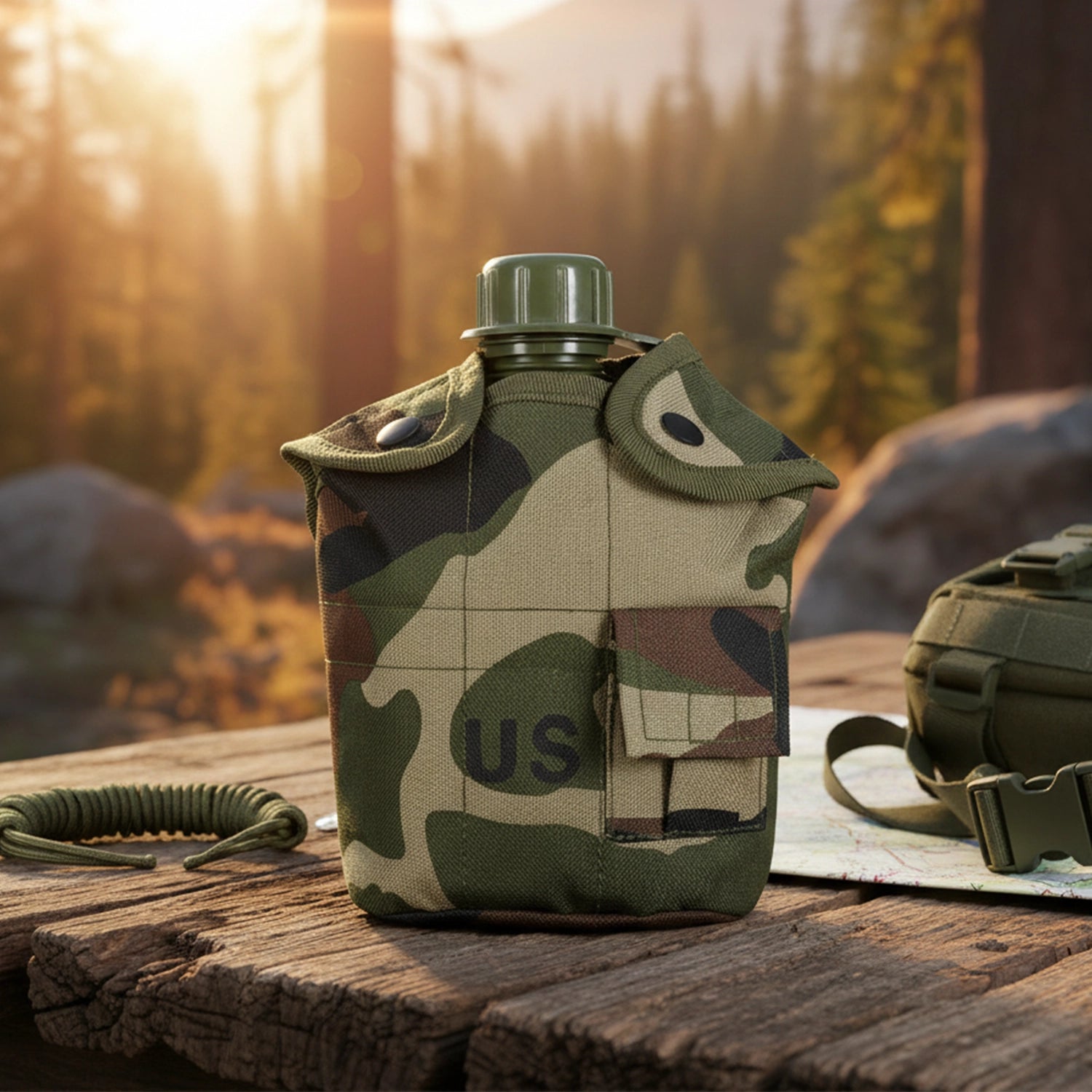 Cantil Militar de 1L com Caneca de Alumínio e Bolsa Térmica