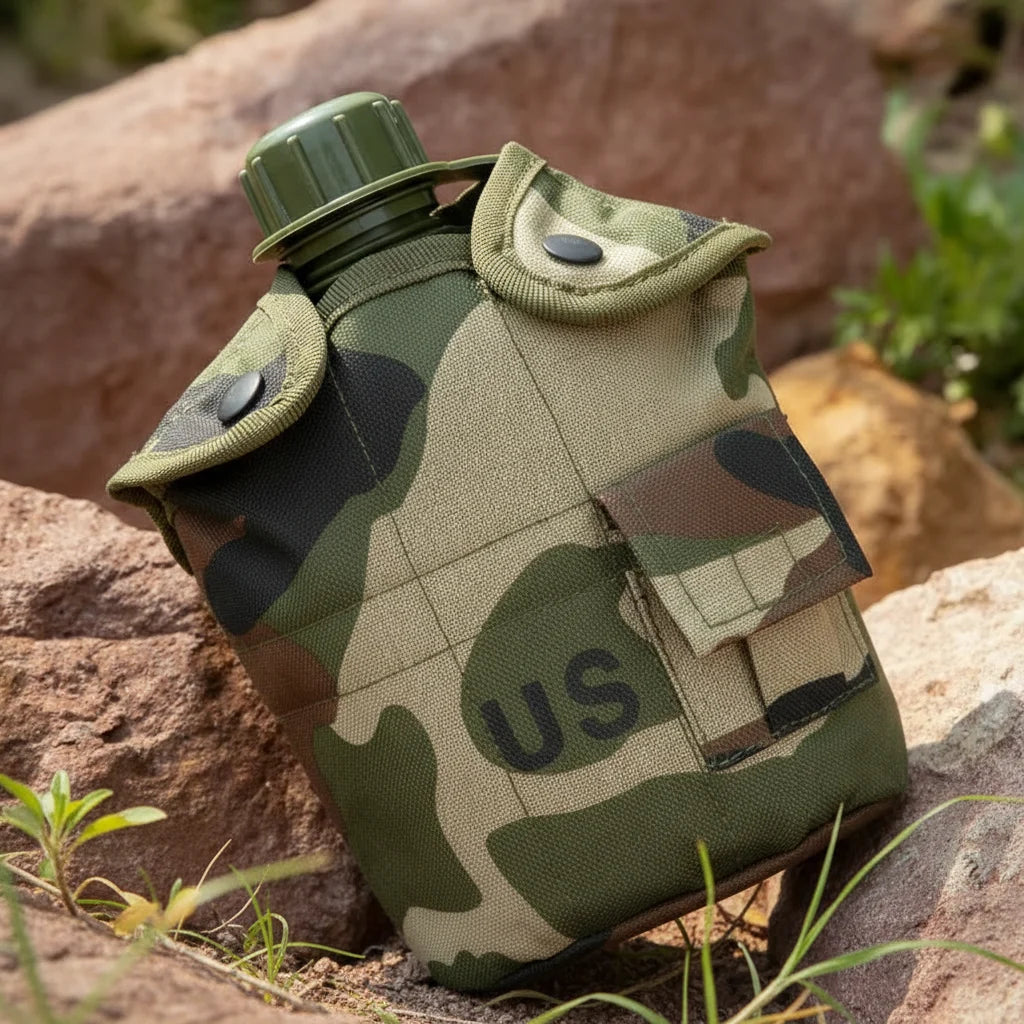 Cantil Militar de 1L com Caneca de Alumínio e Bolsa Térmica