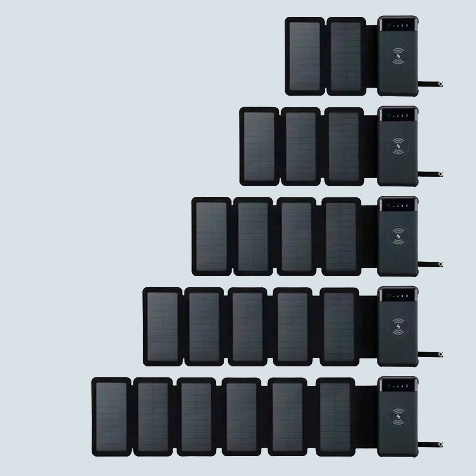 12000mAh Wireless Solar Power Bank with up to 6 Solar Panels