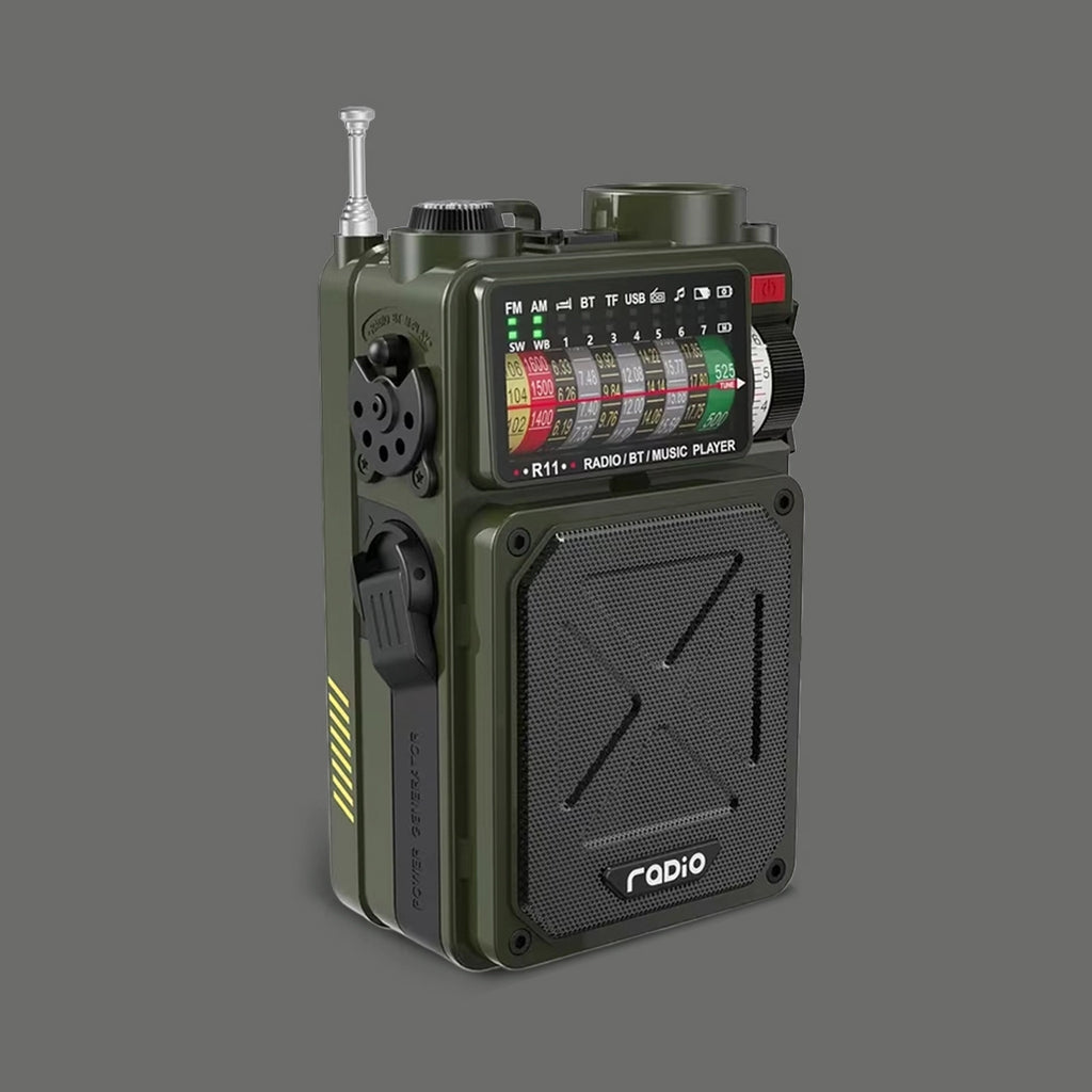 Vintage Portable Radio with Bluetooth 5.0 and LED Flashlight